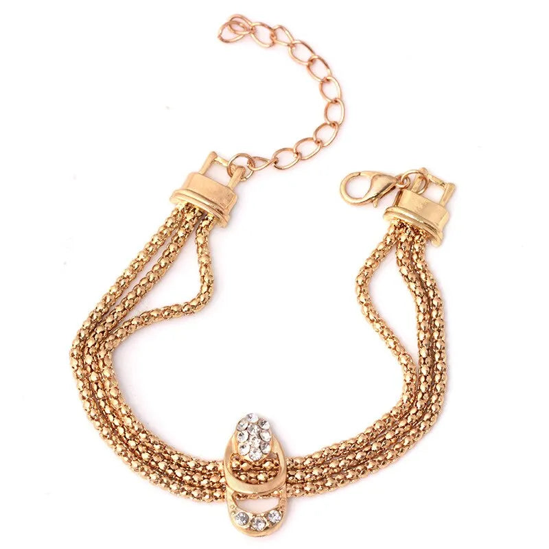 4Pcs Jewelry Set Rings Necklace Earrings Bracelet For Women