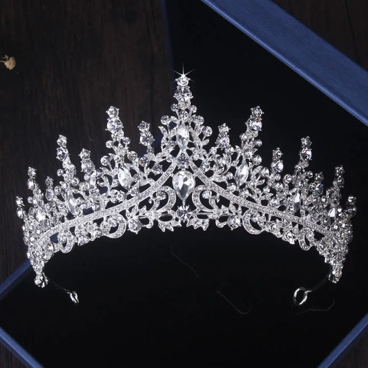 Luxury Silver Color Crystal Leaves Bridal Jewelry