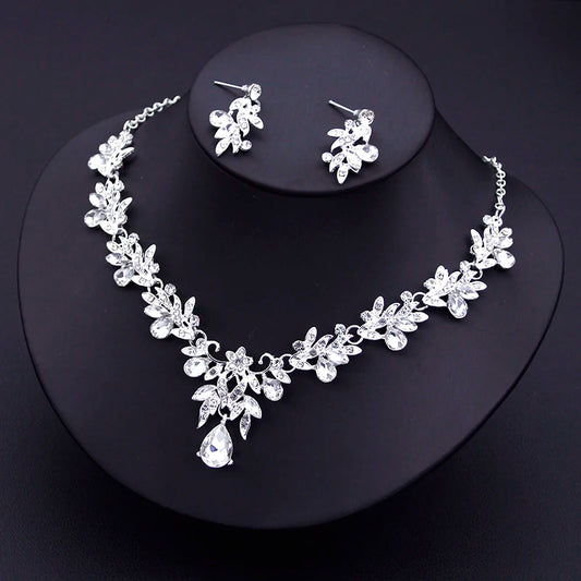 Luxury Bridal Jewelry Sets for Women Flower Necklace Earring